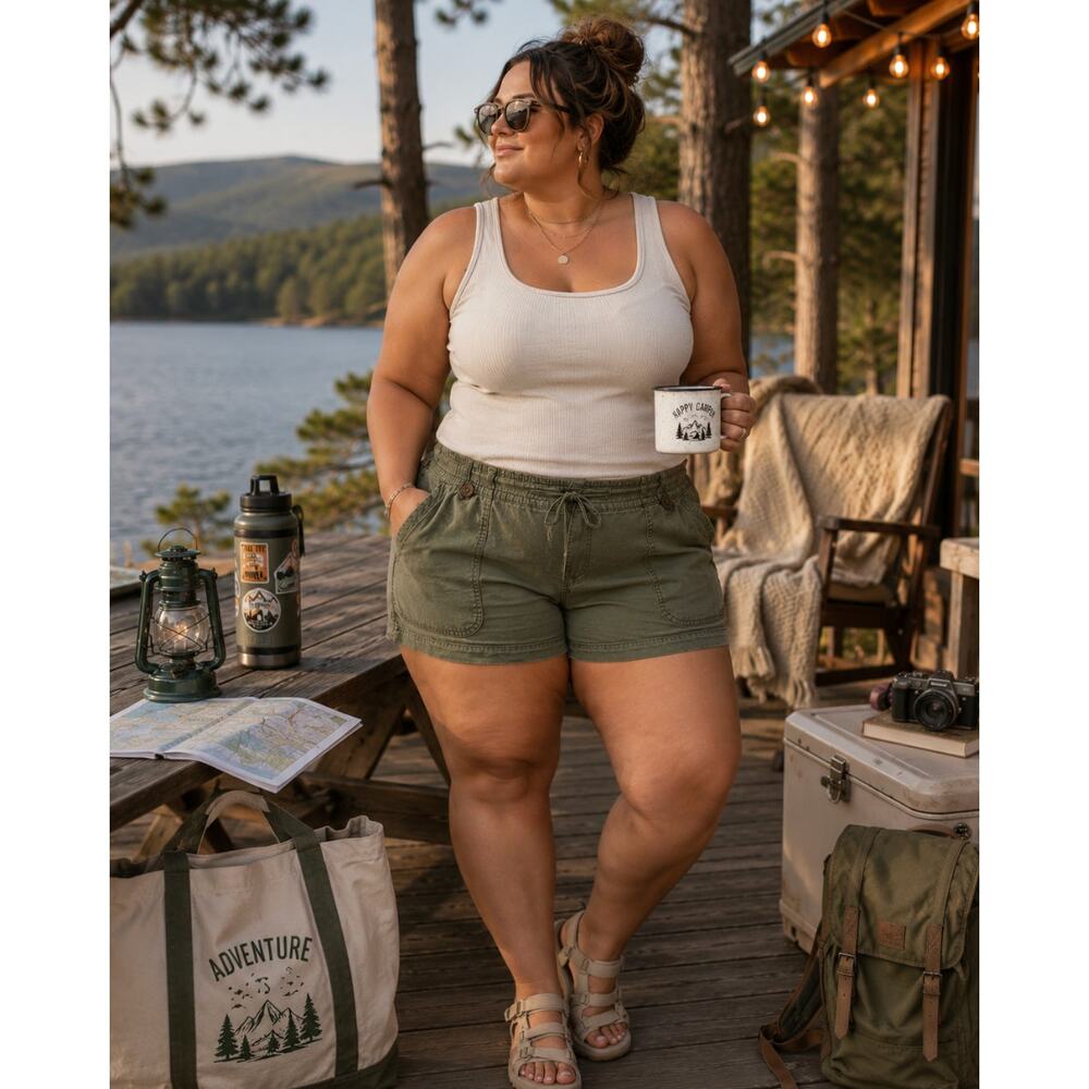 Torrid SZ 22 Women's Front Tie Green Cargo Gorp Core Utility Hiking Camp Shorts